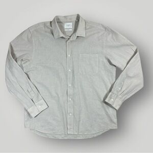 Billy Reid Textured Dobby Button Down Shirt Men’s XL Beige Cotton Made in Turkey